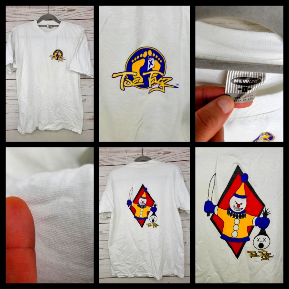 3 Vintage Single Stitch TOE TAGZ Brand New Line USA WIDE COLLAR T-SHIRT Tees